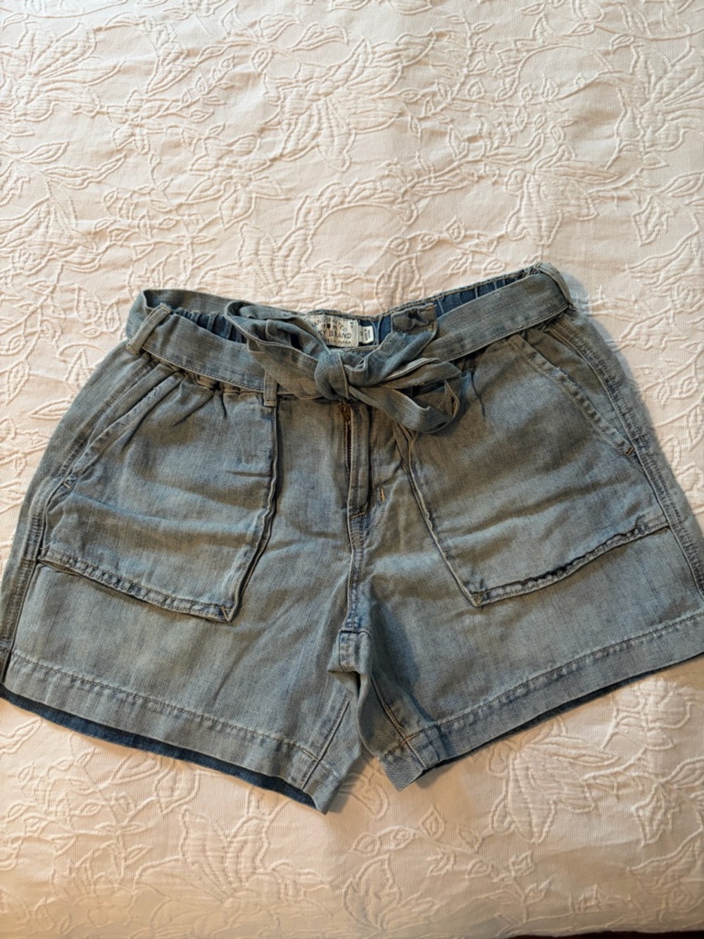 Lucky brand medium Light Blue Tie-Waist Cotton Blend Women's Shorts